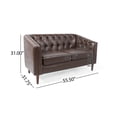 thumbnail image 2 of Dark Brown Loveseat Sofa, PU Leather Tub Chair with Button-Tufted Stitch, Contemporary Two-Seater Couch with Birch Wood Legs for Living Room, 2 of 9