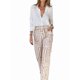 thumbnail image 1 of Conjunto de Dos Piezas para Mujer, con Estampado Geométrico, Pantalones de Cintura Alta y Camisa Sencilla. Caqui M, 1 of 9