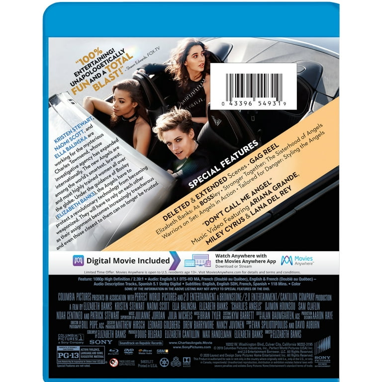 Charlie's Angels (Blu-ray DVD + Digital Sony Pictures) - Walmart.com