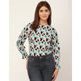 thumbnail image 2 of Moomaya Long Sleeve Round Neck Printed Georgette Top - Women's Boho Top, 2 of 9