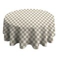 thumbnail image 4 of Beige and White Checkerboard Pattern Round Tablecloth 60"x60",Wrinkle Wipeable Table Cloth for Kitchen Dining Room Picnic Patio Party, 4 of 6