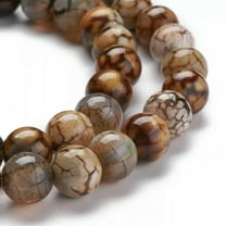 U8MO 10 Crackle Agate Gemstone Beads Striped Brown Mix Jewelry Supplies 8mm