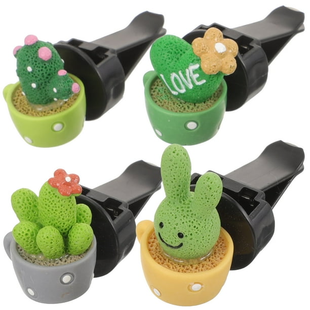 Clips de salida de Perfume para coche, difusor de Aroma para ventilación de coche, Clips de ventilación en forma de Cactus, 4 Uds.