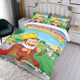 thumbnail image 3 of Jorge el Curioso Mono Conjunto de sábanas temático, trío de piezas, cómodo y amigable con la piel, diseño único, regalo de decoración para el hogar para familiares, amigos y fans,140cm *210cm, 3 of 6