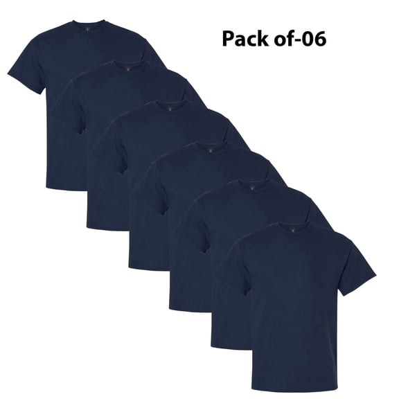 Gildan - Ultra Cotton Short Sleeve Tee Shirt | Plain Short Sleeve T-Shirt | Bulk Tee | Navy | Pack of 6 - Size S