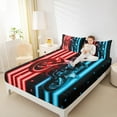 thumbnail image 4 of Feelyou Dirt Bike Bed Sheets for Teens, Motocross Extreme Sport King Sheets, Blue Red Stripe Sheet Set, Boys Bedroom Decor, 4 of 7