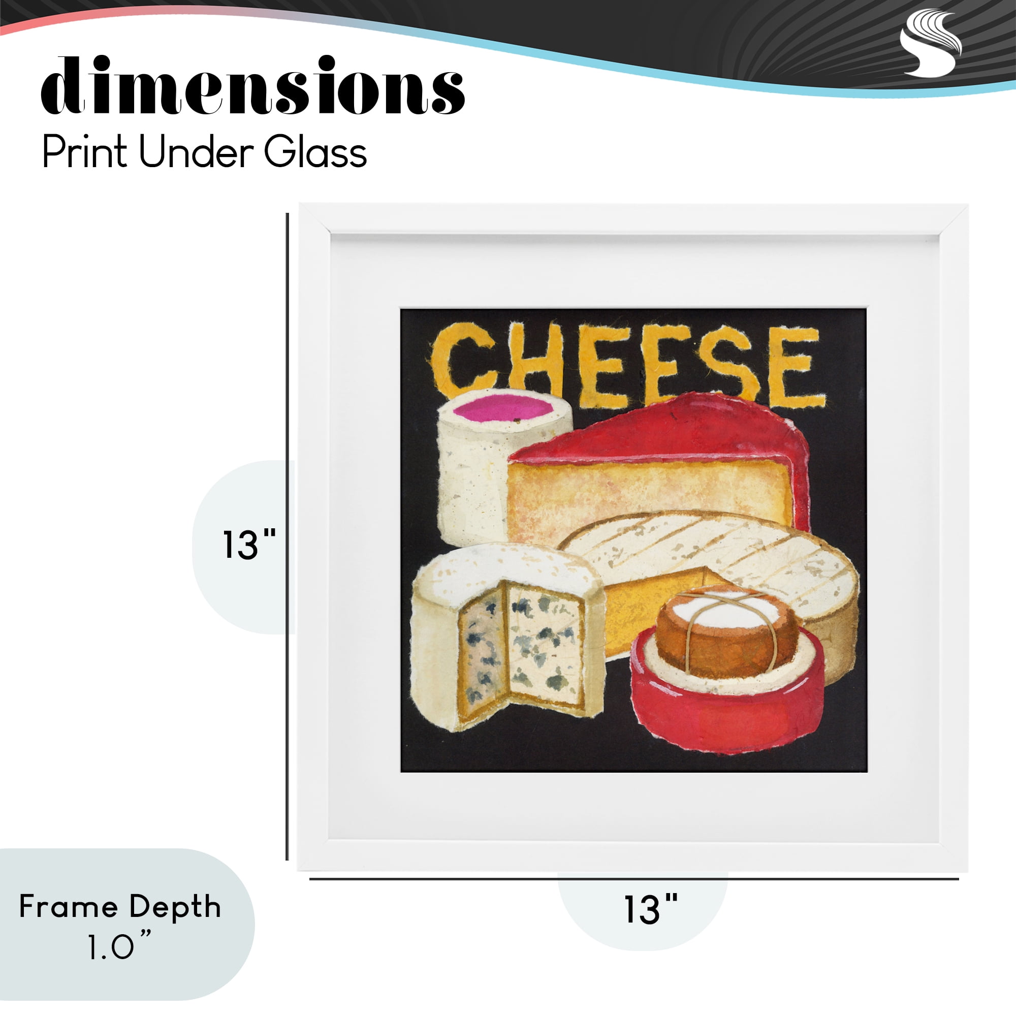 Stupell Industries Assorted Cheese Wheels White Framed Print Under Glass, design by Nancy Overton