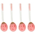 thumbnail image 1 of HZXC-4PCS Long Handle Ceramic Soup Spoons Strawberry Pattern Tablespoons Cute Porcelain Spoon for Breakfast Cereal Rice Yogurt Appetizers and Desserts, 1 of 4