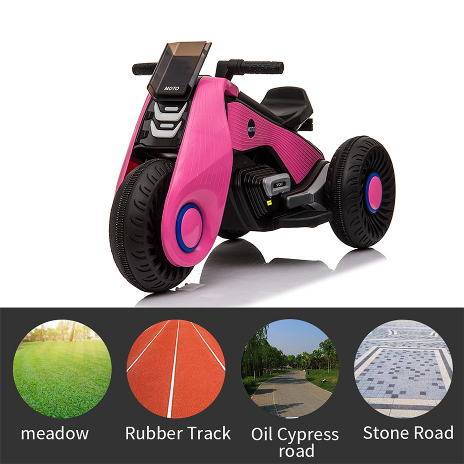 CIPACHO 6V Kids Ride on Motorcycle, 3 Wheel Trike Motorcycle, Electric Ride on Toys with Music, Story Playing, Pink CIPACHO 6V Kids Ride on Motorcycle, 3 Wheel Trike Motorcycle, Electric Ride on Toys with Music, Story Playing, Pink
