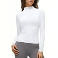 thumbnail image 2 of Posijego Mock Neck Long Sleeve Shirts for Women Plain Basic T-Shirts Slim Spring Trendy Going out Crop Tops Solid Color, 2 of 9