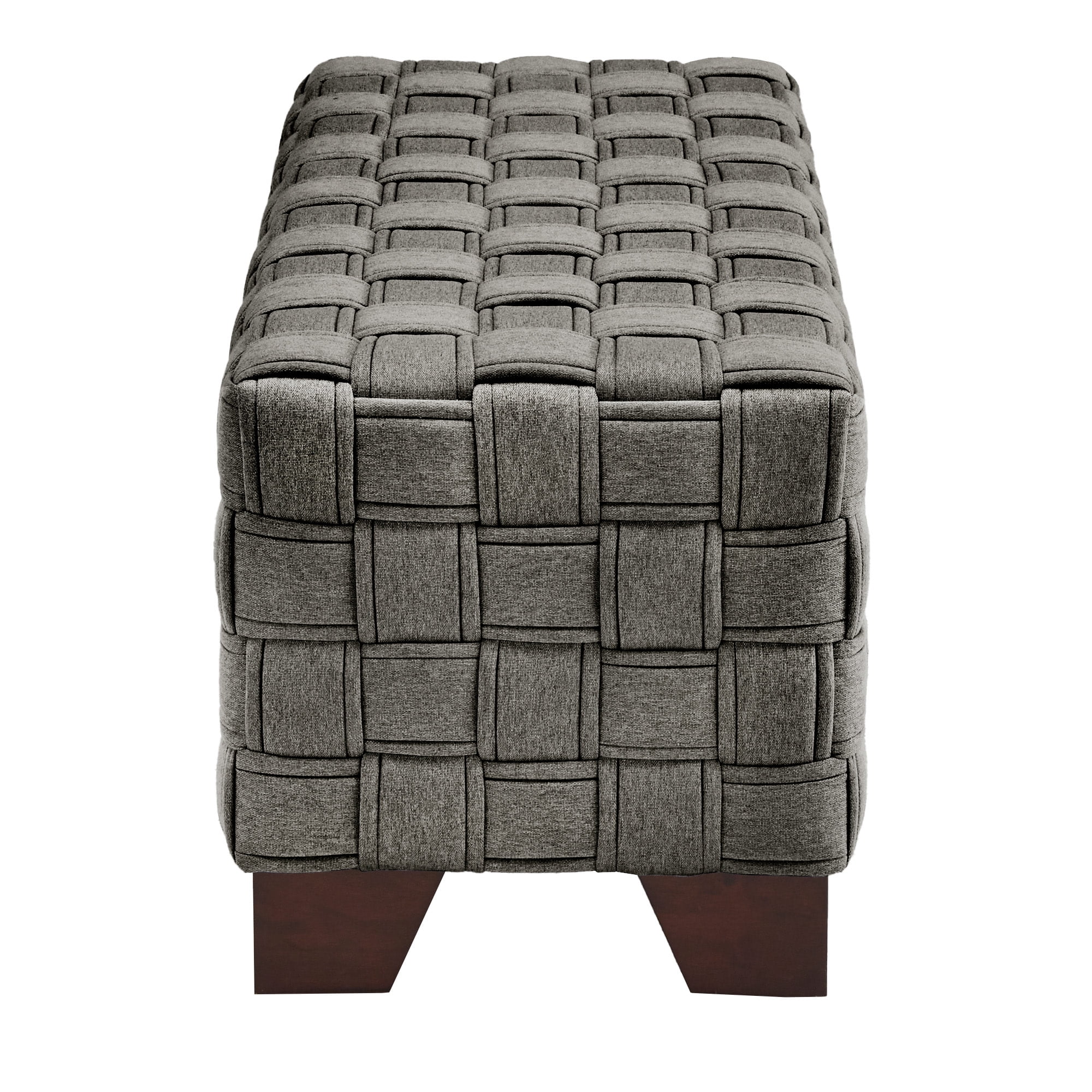 Weston Home Alle Walnut Finish Woven Fabric Bench, Dark Gray