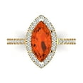 thumbnail image 2 of 2.38ct marquise cut red Zircon 18k yellow gold halo Bridal Wedding Engagement Promise Anniversary Ring for Women size 6.5, 2 of 7
