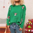 thumbnail image 4 of EchfiProm Christmas Sweaters for Women Green Cozy Pullover Office Crewneck Long Sleeve Adults Tops, 4 of 8