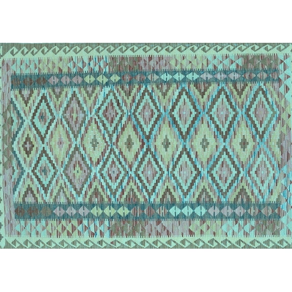 Ahgly Company Indoor Rectangle Persian Light Blue Traditional Area Rugs, 8' x 10'