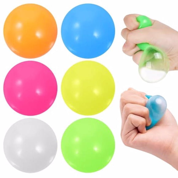 Vogacara 6x bolas antiestrés brillantes para diversión nocturna y relajación bolas de pared adhesivas fluorescentes regalos TPR Juguetes
