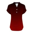 thumbnail image 5 of Ombre Color Comfort Blouse for Women Short Sleeve V Neck 1/4 Button Henley Tee Dressy Fitted Basic T-shirts, 5 of 6