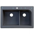 thumbnail image 2 of Transolid Radius 33in x 22in silQ Granite Drop-in Double Bowl Kitchen Sink with 4 CABE Faucet Holes, In Grey, 2 of 4