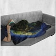 thumbnail image 6 of World Soft Flannel Fleece Throw Blanket, Earth Surrounded by Thin Lines Major Air Routes Navigation Trajectory Theme, Cozy Plush for Indoor and Outdoor Use, 60" x 80", Blue Green Brown, by Ambesonne, 6 of 6