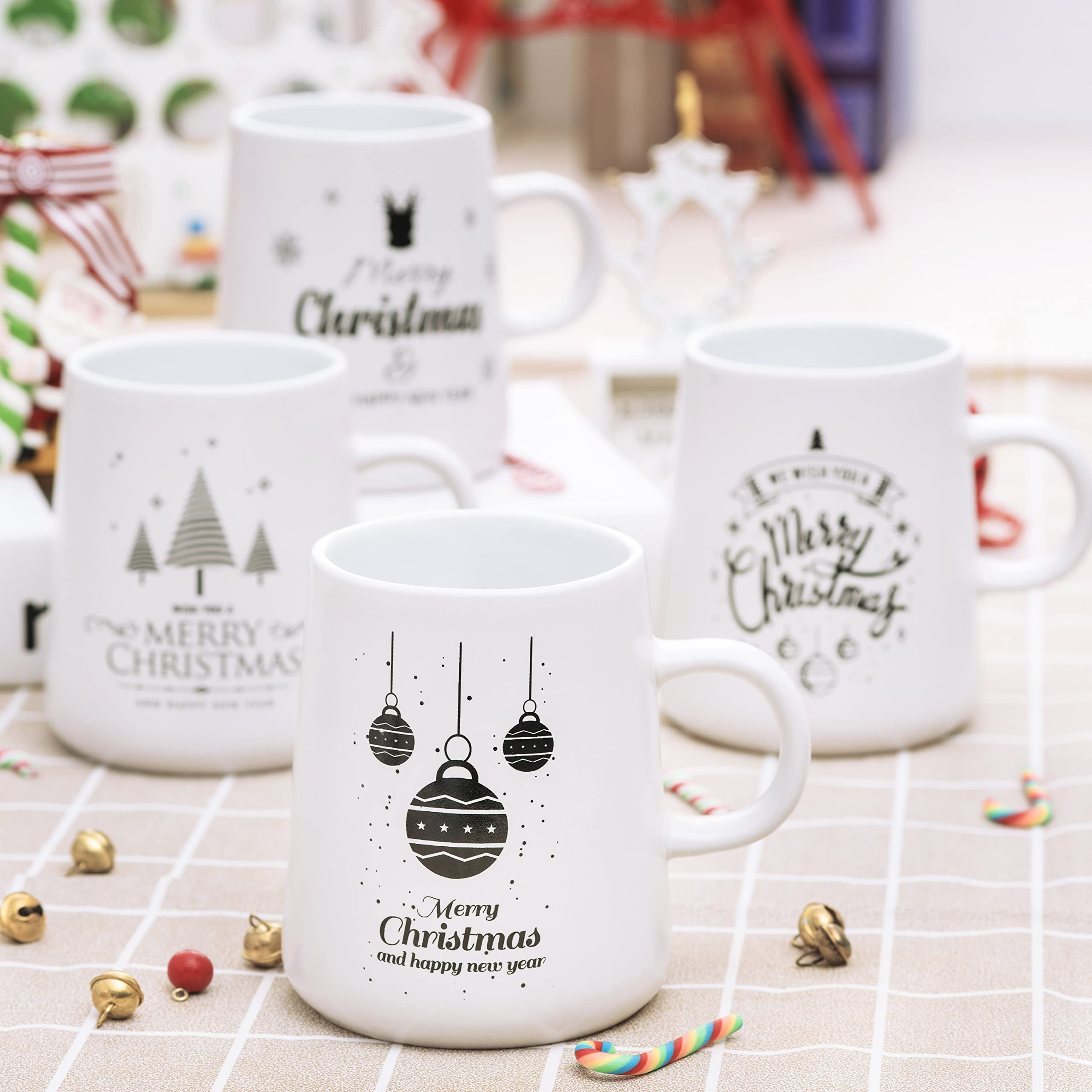 Bruntmor  Christmas Mug Gift Set 16 Oz Ceramic Holiday Coffee Mugs Funny 