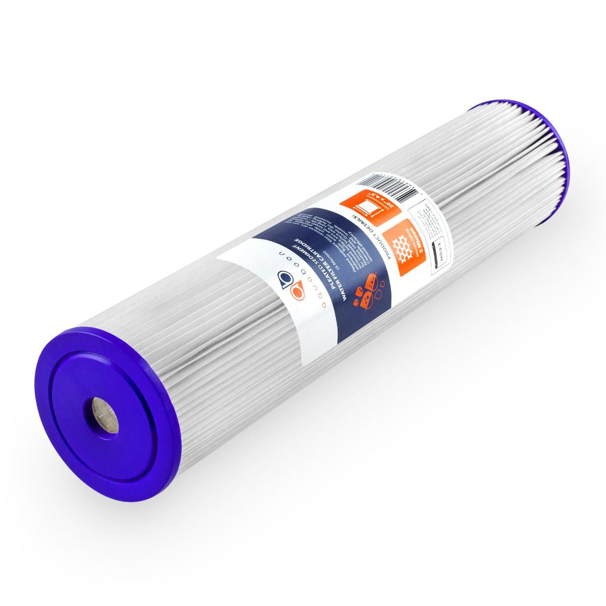 Aquaboon 5 Micron 20" Pleated Sediment Water Filter Replacement Cartridge | Whole House Sediment Filtration | Compatible with ECP5, AP810-2, HDC3001, CP5, SPC-45-1005, ECP1-20, 2-Pack