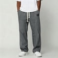 thumbnail image 2 of Fabrcox Linen Pants Baggy Wide Leg Mens Pants Summer Beach Vacation Travel Lightweight Drawstring Big and Tall Mens Lounge Pants with Pockets Gray L, 2 of 9