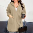 thumbnail image 2 of VISALY Women's Fall Full Zip Up Long Sleeve Hooded Sweatshirt Oversized Fleece Casual 2025 Jacket Coat with Pocket Outwear Tunic Sweatshirt Beige L, 2 of 9