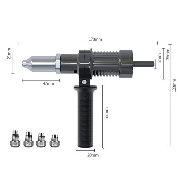 Power Drill Pop Rivet Gun Attachment - Fits Cordless & Corded Drills, Pop Rivet Tool Kit L