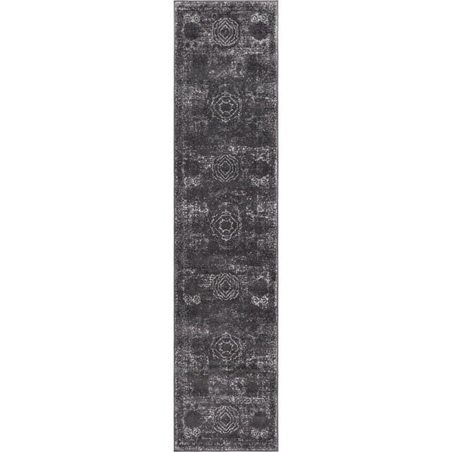 Unique Loom Bromley Vintage Country Rug 2' x 8' 8 Runner Dark Gray/Ivory