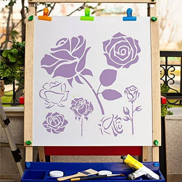SuiGlory 20pcs Flower Plastic Stencils for Painting, Painting Templates  Stencil for DIY Scrapbook Furniture Wall Floor Home Decors