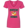 thumbnail image 3 of Inktastic Powered by Churros and Chocolate Women's V-Neck T-Shirt, 3 of 5