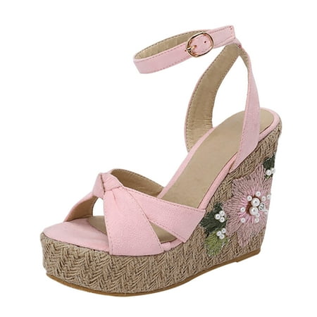 

Jungdeepe 2023 Summer New Korean Edition Slope Heel Sandals Imitation Weaving Thick Sole Water Proof Platform High Heel Elevated Sandals For Women Sandals with Heels for Women Size 6 Light Tan Sandals