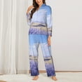 thumbnail image 2 of Yiaed Lavender Fields Under Blue Sky Print Pajamas Women's Long Sleeve Sleepwear Soft Button Down Loungewear Pjs Lounge Set Nightwear Womens Pajama Pants-XX-Large, 2 of 7
