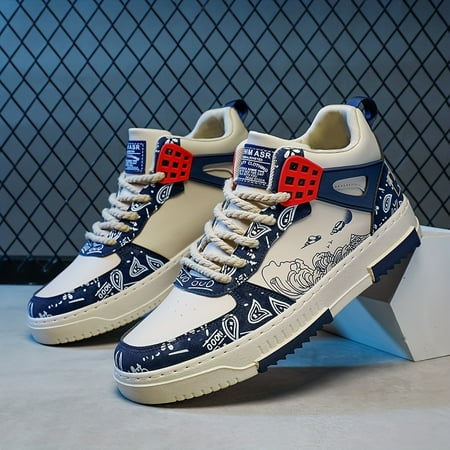 

ASWMXR All-Season Men‘s Graffiti Design Skate Shoes - Durable Comfortable Perfect for Parties & Casual Wear Non-Slip and Breathable