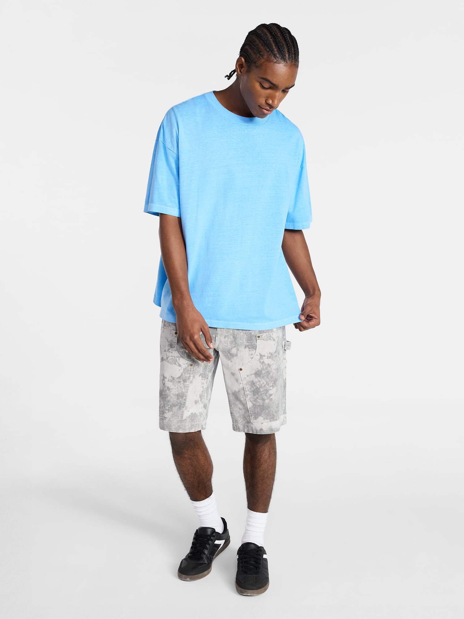 No Boundaries Men's Oversized Boxy Tee with Short Sleeves, XS-4XLT