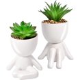 thumbnail image 1 of Suculentas falsas, plantas suculentas artificiales, regalo de mordaza de suculentas, suculentas artificiales con lindas macetas con forma humana, plantas falsas de interior para el hogar y, 1 of 5