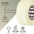 thumbnail image 3 of 4 Pack Buck Strapping Tape 2 Inch x 60 Yds (180ft) - 5.5Mil Thickness, Heavy Duty Industrial Grade Mono Directional Fiberglass Reinforced Filament Tape with Synthetic PET Adhesive for Secure Packing, 3 of 7
