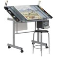 thumbnail image 1 of SD Studio Designs Studio Designs 2 Piece Vision Modern Metal Hobby, Craft, Drawing, Drafting Table, Mobile Desk with 40.75" W x 25.75" D Angle Adjustable Top in Silver/Blue Glass, 1 of 4