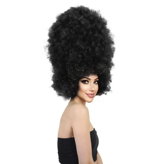 HPO Adult Unisex Super Sized Halloween Black Color Wig Collection, 24 Multiple Color Options