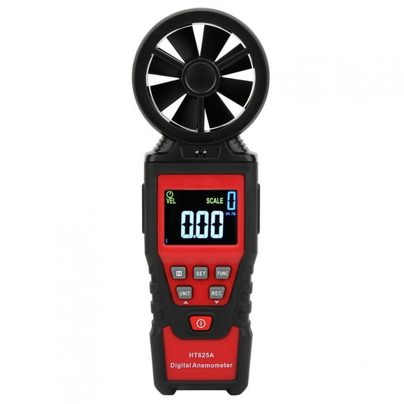 Peahefy Mini Eight Blades Wider Blade Diameter Temperature And Wind Chill, Backlight Display Mini Portable Anemometer, For Wind Power Generation Nautical Measurement