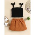thumbnail image 3 of Kiapeise Toddler Baby Girls Summer Clothes Sets Straps Ribbed Knit Crop Tank Tops Mini Skirt 2PCS Outfit, 3 of 9