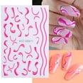 thumbnail image 2 of French Ribbon Nail Art Stickers Decals V Type Color Wave Line Design Nail Art Supplies 3D Self-Adhesive Nail Decals DIY Nail Sticker Adhesive Decoration Foil Accessory 6 Sheet (French B), 2 of 4