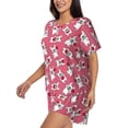 thumbnail image 2 of Fotbe French Bulldog And Heart Print Pajama Set for Women 2 Piece Loungewear Short Sleeve Tops and Shorts Set Soft Sleepwear-3X-Large, 2 of 7