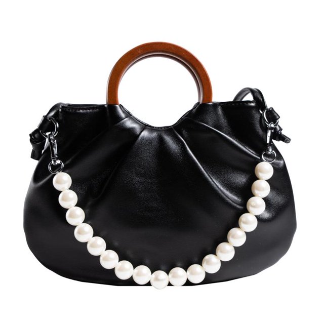 Bolso de hombro para mujer Bolso de mensajero en la nube Bolso de mano plisado Bolsos de perlas (Negro) Tmvgtek Para Estrenar
