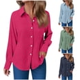 thumbnail image 1 of Top de manga larga,Blusa de manga larga con bolsillos y botones para mujer, color liso, tejido suave y transpirable, corte holgado, informal, para uso diario, sopatenor, 1 of 8