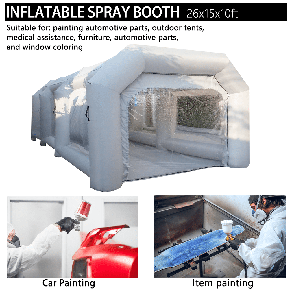 WGIA Portable Inflatable Paint Booth 26x15x10FT with 2 Blowers Inflatable Spray Booth with Air Filter System