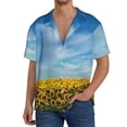 thumbnail image 3 of KLL Blooming Sunflower Field Print Men's Shirt Short Sleeve Button Down Summer Cuba Beach Shirts- Small, 3 of 7