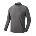 thumbnail image 2 of Mens Plus Size Workout T-Shirts Big & Tall Casual Mock Neck Long Sleeve Athletic Tops Basic Solid Slim Stretchy Comfort Pullover T Shirts, 2 of 8