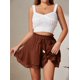 thumbnail image 4 of Pantalones de falda con volantes de doble capa for mujer, con cintura elástica y cordón, pantalones de falda informales antiexposición deportivos, 4 of 7