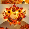 thumbnail image 4 of Halloween Wreath Pumpkin Maple Leaf - Harvest Festival Door Hanging Decor, Autumn Thanksgiving Wall Decoration for Porch Home(Orange,A), 4 of 6
