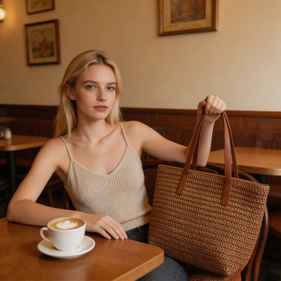 Beach Bags for Women, Woven Straw Tote Bags,Large Beach Bag, Weaving Swim Shopping Travel Bag